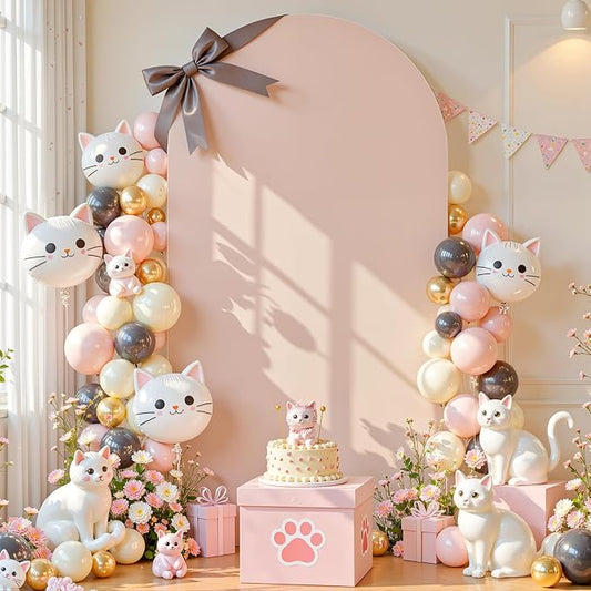 Nude Arch Backdrop Cover 6.6FT Spandex Fitted Wedding Arch Stand Covers Round Top Chiara Arch Covers Stretchy Backdrop Cover for Birthday Party Ceremony Banquet Decoration
