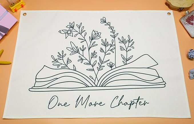 Classroom Kindergarten Preschool Homeschool Reading Room Wall Decor-Hanging Rectangular Canvas Banner Flag Poster Wall Sign Art-Back to School Gift for Boy Girl Kids Teen Book Lover-One More Chapter