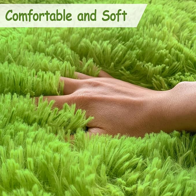 Tie Dyed Grass Green Rug 3x5 ft,Soft Plush Furry Shag Area Rugs Fluffy Fuzzy Carpet,for Bedroom Living Room Indoor Floor Rug Kids Girls Boys Home Decor Aesthetic, Dorm Nursery