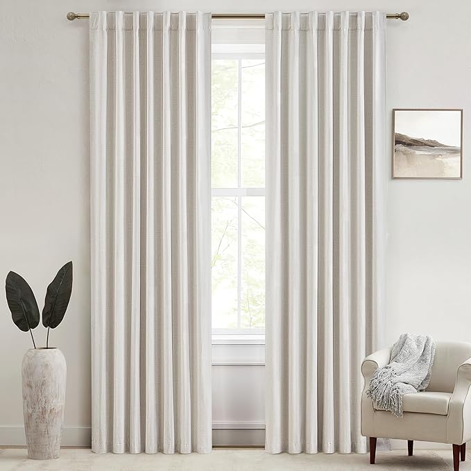 9ft Farmhouse Blackout Curtains for Bedroom 2 Panel Sets, 107 Inch Long Drapes for 106-108 Inches Windows Patio Curtains for Sliding Door Thermal Insulated/Energy Saving (W50 x L107 x2)