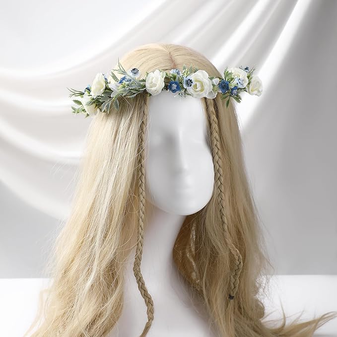Women's White Rose Headpiece - Small Rose Starry Headband Traditional Round Headband Wedding Shooting Props Birthday Party Dance Party Decoration Renaissance Festival Crown