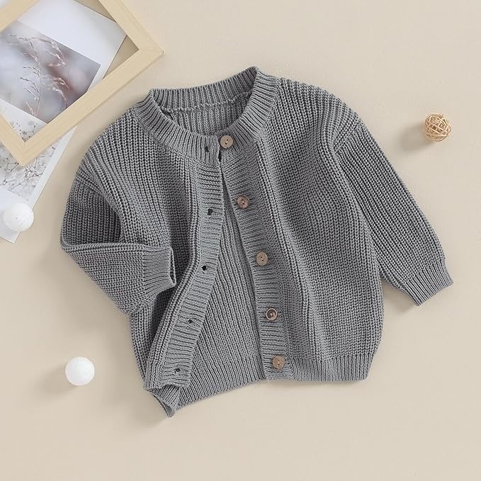 Newborn Baby Boy Girl Knit Sweater Cardigan Winter Warm Button Down Sweatshirt Top Outfit Cute Infant Fall Clothes