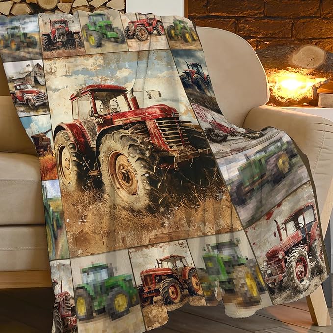 Farmhouse Truck Blanket Truck Throw Blanket Flannel Stuff Merch Cozy Decor Fleece Soft Plush Fuzzy Warm Lightweight Bedding Gifts for Women Men Girl Boy Couch 80"X60"
