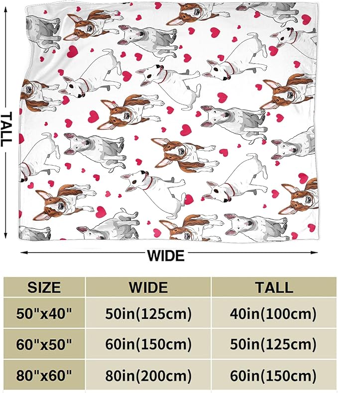 Bull Terrier Gifts and Decor - Cute Dog Throw Blanket, Soft Warm Cozy Fleece Blanket for Couch, Sofa & Bed - 80"x60"