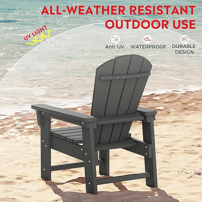 Costaelm Paradise Kids 5-Piece HDPE Outdoor Square Patio Dining Table and Chairs Set, Gray