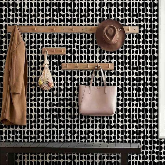 Arch Wallpaper Modern Abstact Wall Paper Boho Black Wallpaper Peel and Stick Minimalist Wall Stickers Geometric Pattern Modern Mural Decals for Bedroom Living Room Decor