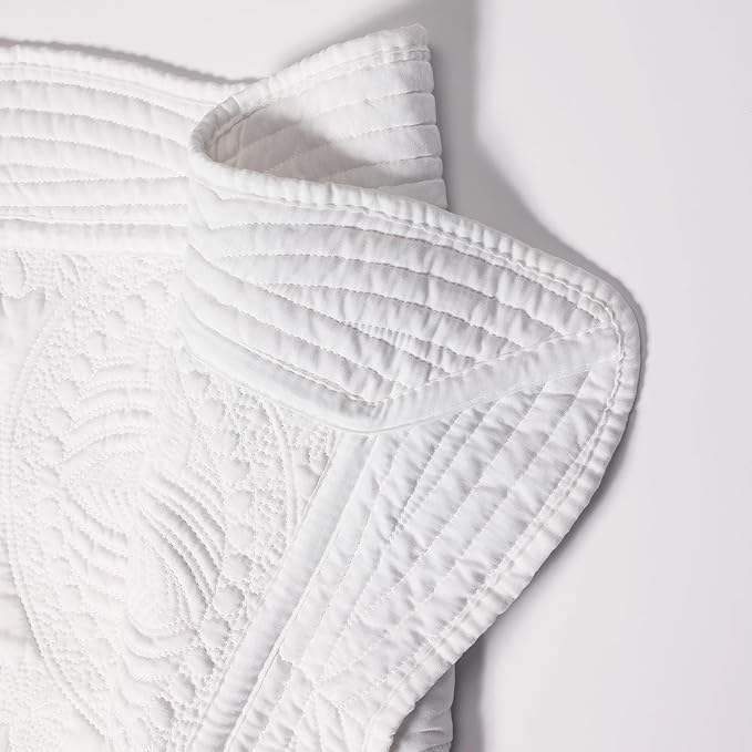 PEACELOVER Embossed Neutral Baby Quilt Durable, Lightweight Baby Blankets Four Seasons for Personlized Monogram Cotton Quilted Blanket Toddler Quilt for Boys and Girls 46x36 Inches (White)