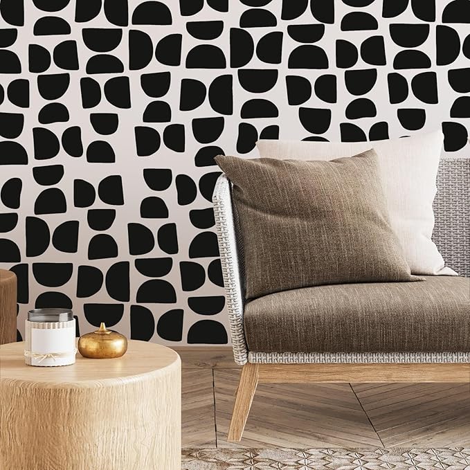 Geometric Wall Decals Vinyl Black Wall Stickers Abstract Art Sticker Modern Stickers Irregular Half Circle Arch Decal Peel and Stick Boho Black Wall Decals for Bedroom Living Room Decor