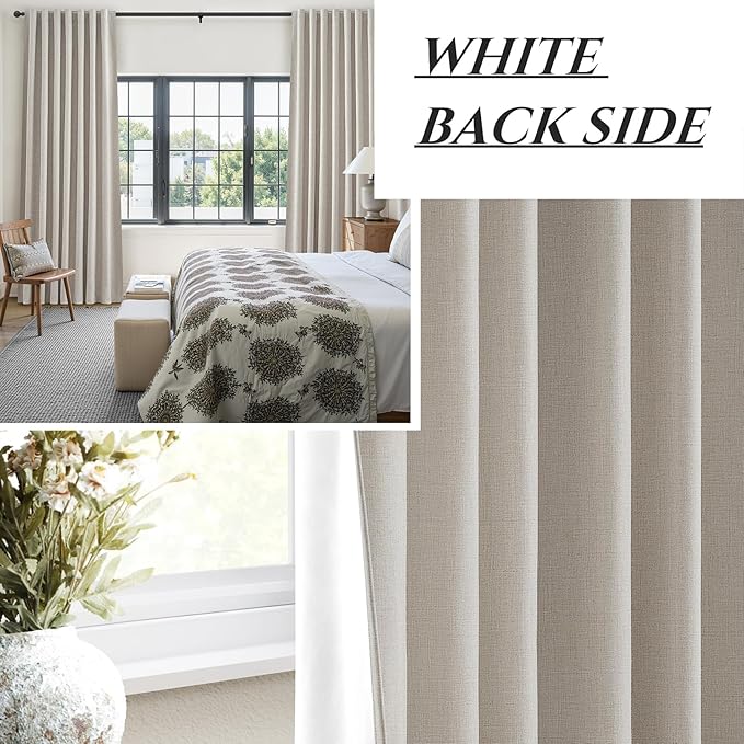 48 Inch Curtains Sunblock Curtains for Bedroom 2 Panel Sets, Total Blackout Insulated Opaque Curtain for Summer Heat Drapes for 50 Inch Small Window Natural Light Brown (50" Wx48 L)