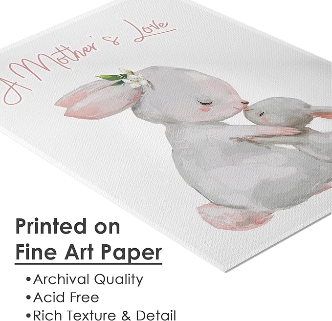 DREAM BIG PRINTABLES Mother and Child Bunny Wall Art Print - Unframed - 8x10 | Nursery Decor | Bedroom Decor | Room Decor Aesthetic | Bedroom Wall decor