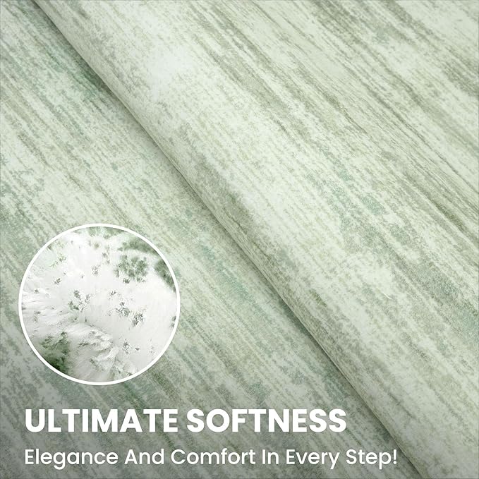 2x8 Modern Abstract Runner Rug for Hallways, Light Sage Green and Ivory Super Soft Hallway Decor Kitchen Rugs with Non-Slip, Non-Shedding Washable Rug for Entryway Bedroom Indoor