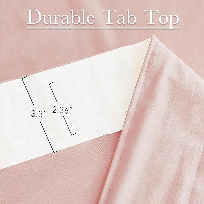StangH Baby Pink Velvet Curtains Room Darkening Thermal Insulated Drapes for Bedroom Living Room Girls' Room, Super Soft Window Treatment with Rod Pocket Back Tab, 52x108, 2 Panels