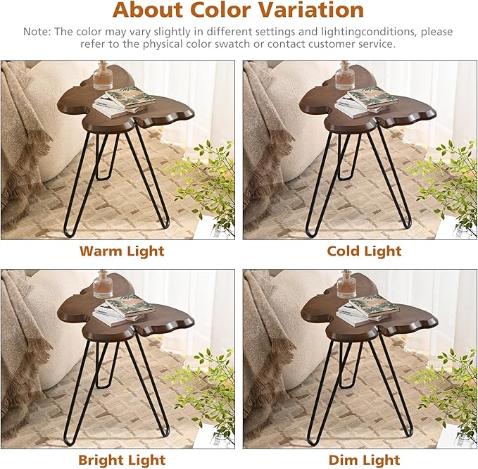 Butterfly Accent Side Table Set of 2, Walnut Brown MDF Wood Top & Black Hairpin Legs, Small Modern End Table，21.75" Tall for Living Room, Bedroom or Small Spaces