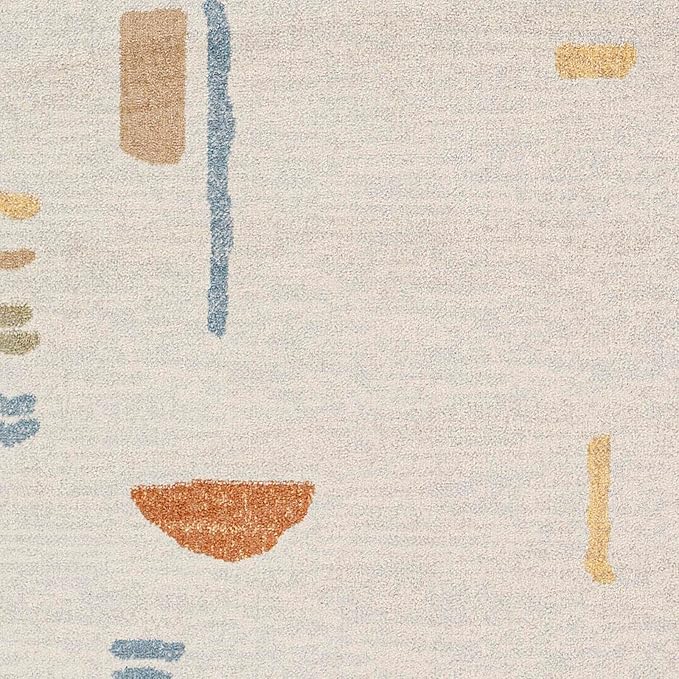 Mark&Day Washable Rugs, 2x4 Elbing Modern Beige Area Rug, Orange Blue Yellow Carpet for Living Room, Bedroom or Kitchen (2'3" x 3'9", Machine Washable)