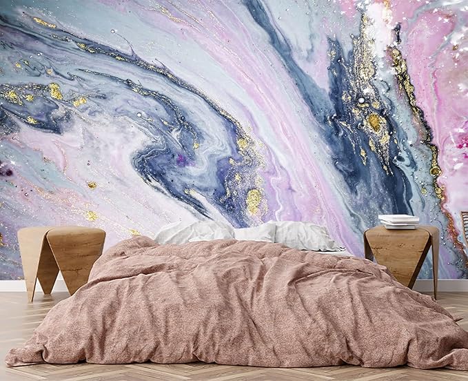 Gilding Marble Pink Wall Mural Wallpaper for Bedroom 178" x 117"