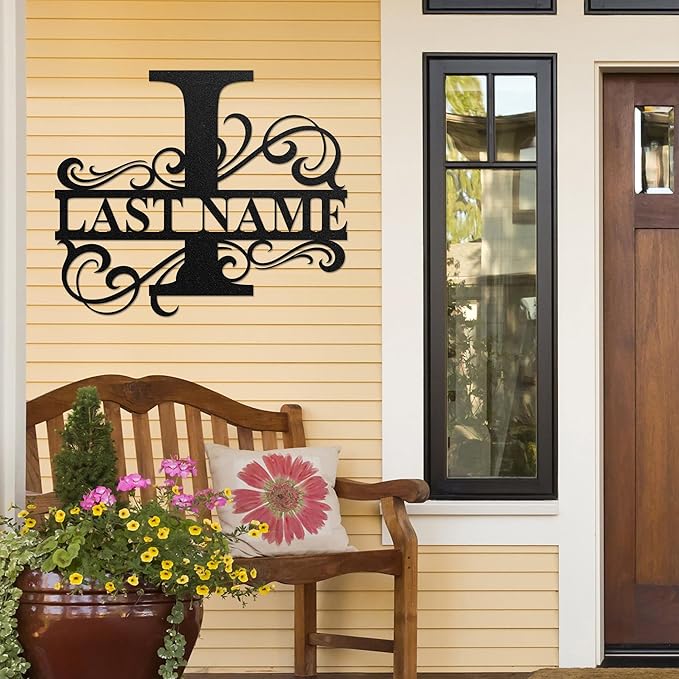 LULLBABYMALL Custom Metal Signs - Last Name Sign, Split Letter Monogram, Letter I, Family Name Wall Art, Outdoor Metal Signs, Personalized Wedding Gift