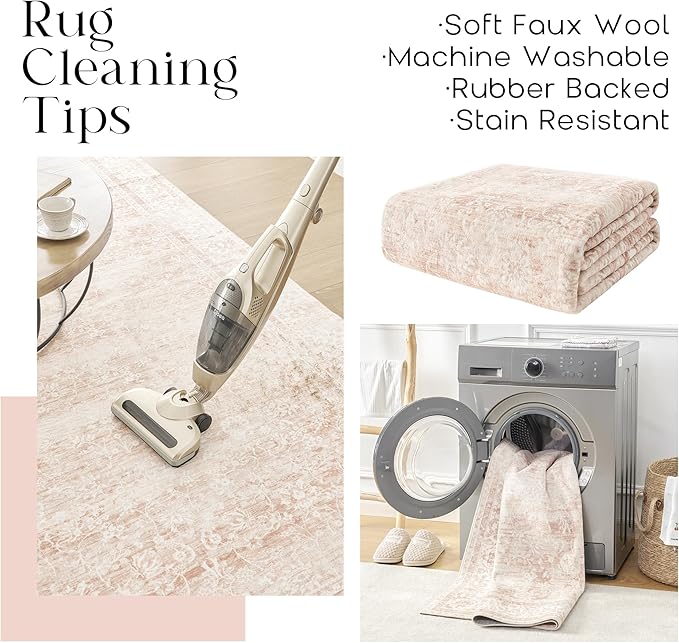 Pink Boho Runner Rugs for Hallway Kitchen Bathroom Washbale Non Slip Cute Bed Side Bedroom Floor Laundry Room Rug Runners,3x7