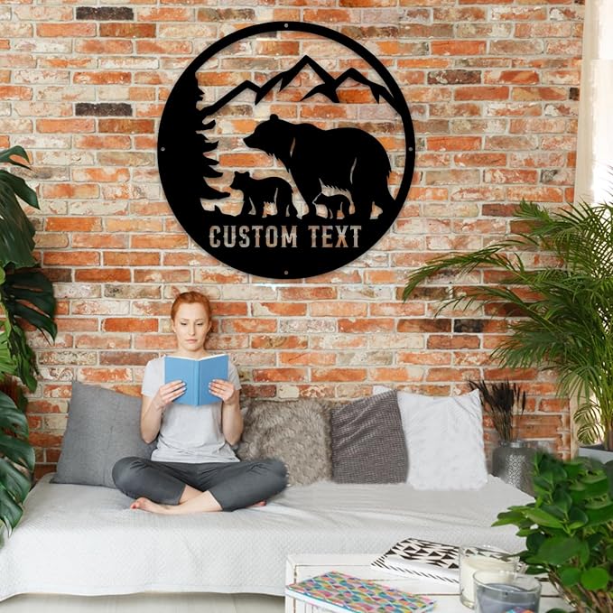 Custom Bear Metal Wall Sign, Personalized Bear Metal Wall Decor, Custom Name Signs, Personalized Cabin Sign, Bear Lover's Gifts