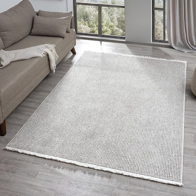 LUXE WEAVERS Solid Machine Woven Stone 5x7 Area Rug, Indoor Stain-Resistant Carpet