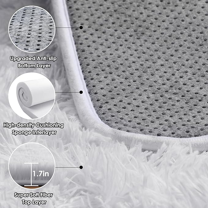 ONASAR White 6x9 Area Rugs for Living Room Bedroom, Washable Large Fluffy Bedside Throw Rug, Soft Plush Shaggy Fuzzy Floor Carpet for Nursery Kids Girls Boys Teen Dorm Home Office Decor Aesthetic