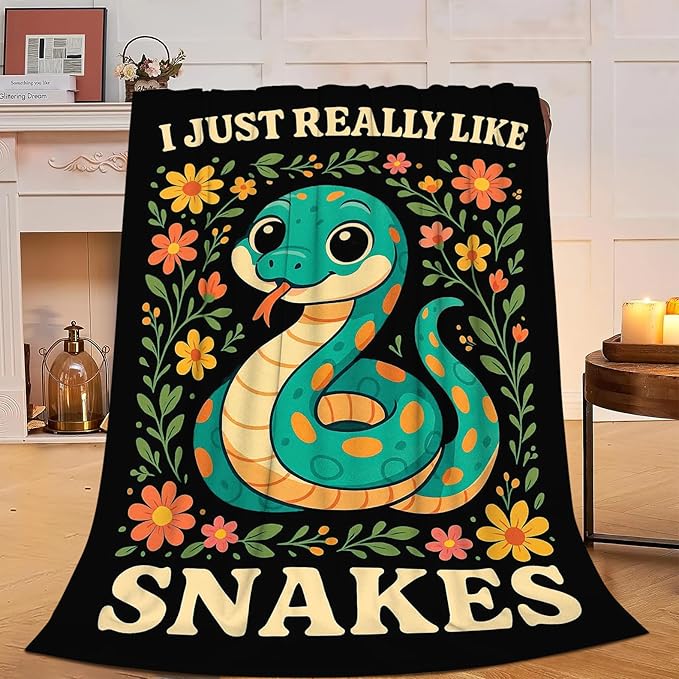Snake Blanket I Just Really Like Snakes Throw Blanket Soft Cozy Fleece Fuzzy Plush Warm Stuff Bedding Floral Animal Blankets Gifts for Boys Girls Kids Adult Men Women 40"X50"