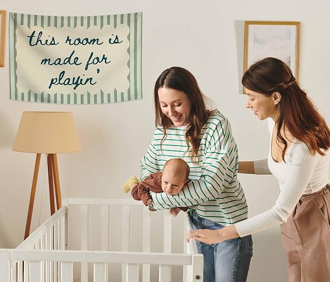 Playroom Rectangular Canvas Banner Wall Decor-Flag Poster Wall Decor for Baby Boy Girl Kids Teen,Playroom Nursery Homeschool Bedroom Home-Baby Shower Birthday Christmas-This Room Is Made for Playing