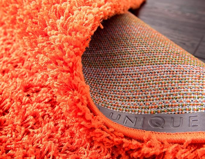 Unique Loom Solid Shag Collection Area Rug (9' x 12' Rectangle, Tiger Orange)