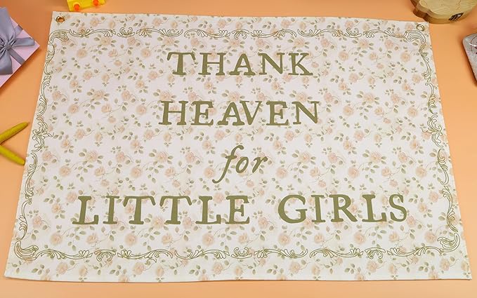 Christian Bible Verse Scripture Rectangular Banner Flag Wall Sign Decor Gift for Baby Girl-Nursery Baby Room Bedroom Decor-Baby,Shower Birthday Christmas Gift-Thank Heaven for Little Girls