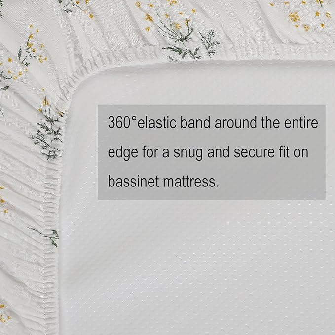Onacosht Muslin Bassinet Sheets 3 Pack, 100% Cotton Baby Fitted Sheet 33" X 17" for Standard Rectangle Round Oval and Hourglass Bassinet Mattress, Green, Floral and Cactus