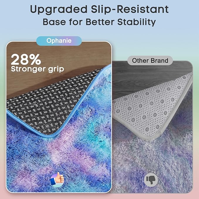 Ophanie Rainbow Purple Mermaid Rugs for Living Room 5x8, Kids Fluffy Shag Fuzzy Plush Soft Carpets, Floor Shaggy Area Rugs for Bedroom, Carpet for Kids Girls Dorm Nursery Home Decor Aesthetic