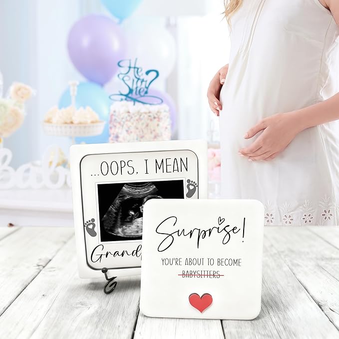Pregnancy Announcement for Grandma Grandparents, Ultrasound Picture Frame Surprise Box, You're About to Become A Babysitter, Baby Coming Soon Announcement, Pregnancy Reveal Gifts to Grandparents
