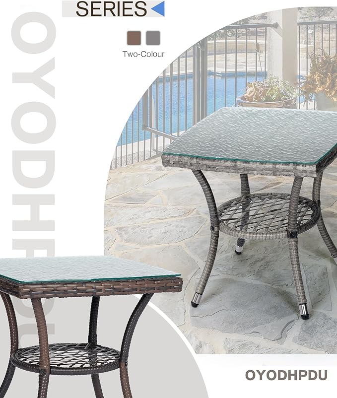 Outdoor Rocking Chairs Set of 2 with Side Table, Patio Rocking Chairs Wicker Set, 3 Piece Patio Rocker Furniture Set with Water-Resistant Cushions for Porch Balcony Backyard
