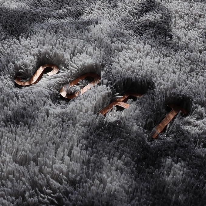 Amdrebio Tie-Dyed Dark Grey Round Area Rug 5Ft for Living Room Bedroom, Soft Furry Shaggy Circle Rugs for Classroom Playroom Dorm, Modern Cool Shag Fluffy Fuzzy Circular Carpet for Men Kids Teen Boys