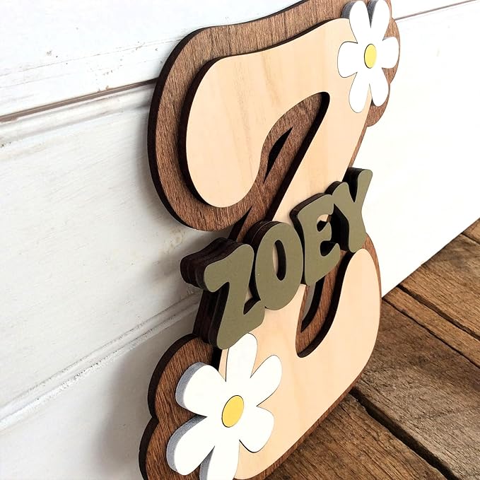 Chillever - Personalized Name Sign For Nursery, Custom Wooden Name Sign, Baby Letter Decor, Exquisite Nursery Decor and Wall Art for Girl or Boy Room, Baby Letter Room Decorations