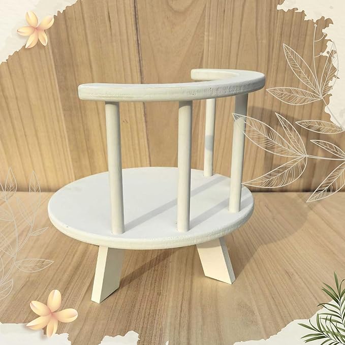 Photography Props Wooden Stool Photo Studio Accessories Semi-Circular Stool Chair White Toddler Photo Props Doll Chair Wood Stool Bench Children Photoshoots Child Photo Props Gift