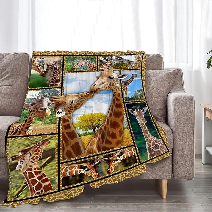 jerkboo Giraffe Blanket Throws Giraffe Gifts Giraffe Lovers Throw Blanket for Girls Boys Kids Adults Soft Warm Cozy Fleece Blanket for Couch Sofa Bed 60""x50""