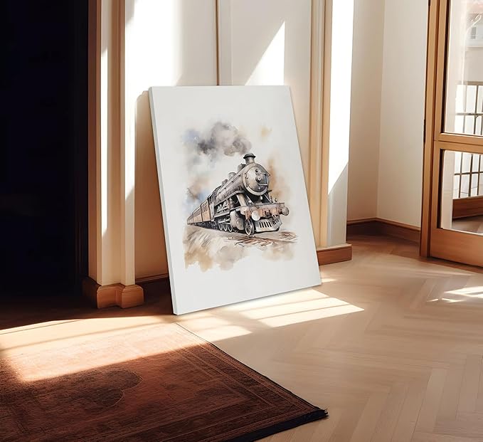 3pcs Magic Nursery Canvas Wall Art Express Train Owl Magic Castle Painting Picture Wall Decor Neutral Watercolor Poster Print Artwork For Kids' Baby Nursery Living Room Decoration Framed