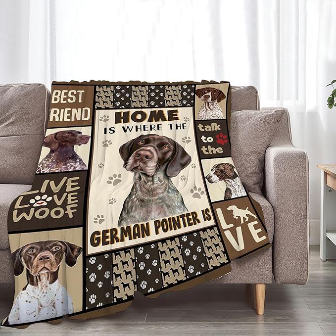 German Shorthaired Pointer Gifts & Decor: Cute Dog Throw Blanket - Soft, Warm, Cozy Fleece for Couch, Sofa, Bed - 50"x40"