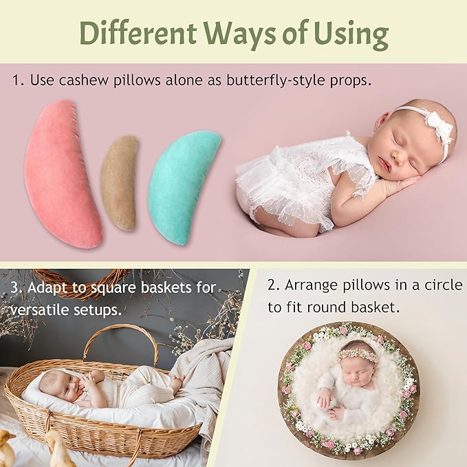 M&G House Newborn Photography Props - 6pcs Baby Photoshoot Props, Adjustable Photography Props Fits 0-6 Months Baby, Ultra-Soft Photo Donut Posing Pillow Basket - Multicolor