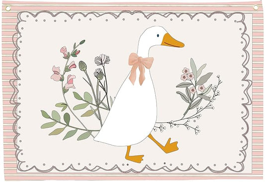 Silly Goose Nursery Rectangular Canvas Banner-Boho Flag Wall Sign Decor for Girls Toddler Kids, Baby Room Above Crib Bedroom Playroom Reading Room Decor-Baby Shower Birthday Christmas Gift