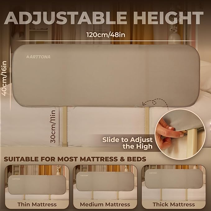 Toddler Bed Rail with Night Light - Foldable Bed Side Rails - Fits for Most Beds Bed Rails for Full Size Bed, Queen Size Rails, Twin Rails - Portable Fence for Baby - 48inch