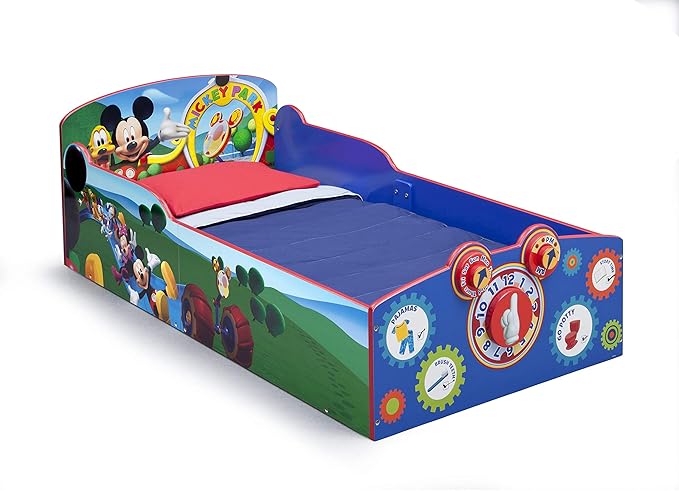 Delta Children Interactive Wood Toddler Bed, Disney Mickey Mouse + Serta Perfect Slumber Dual Sided Recycled Fiber Core Toddler Mattress (Bundle)