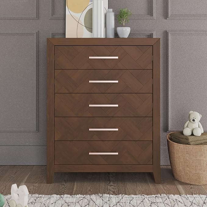 Child Craft Kieran Crib, Double Dresser and Chest Nursery Set, 3-Piece, Includes 4-in-1 Convertible Crib, Dresser and Chest, Grows with Your Baby (Toasted Chestnut)