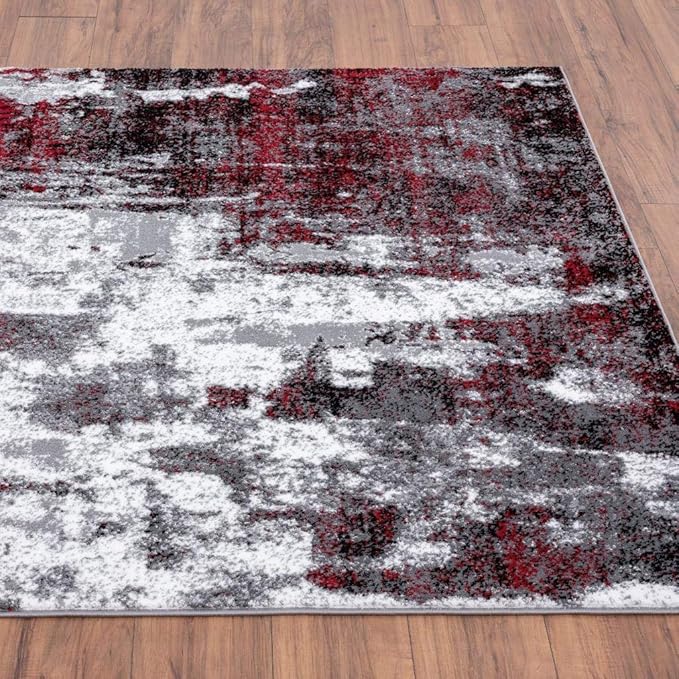 LUXE WEAVERS Modern Abstract Art Red 2x7 Area Rug