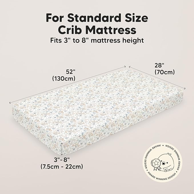 KeaBabies 2-Pack Baby Crib Sheets for Boys, Girls - 52x28 Viscose Derived from Bamboo Toddler Bed Sheets Neutral, Fitted Crib Mattress Cover for Standard Baby Bedding, Soft & Cozy (Prairie)
