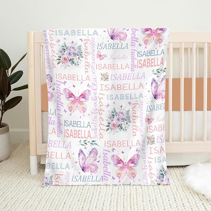 Personalized Baby Blanket- Printed in USA-Custom Baby Blanket with Name for Girls and Boys, Super Soft Plush Fleece, Personalized Baby Gifts
