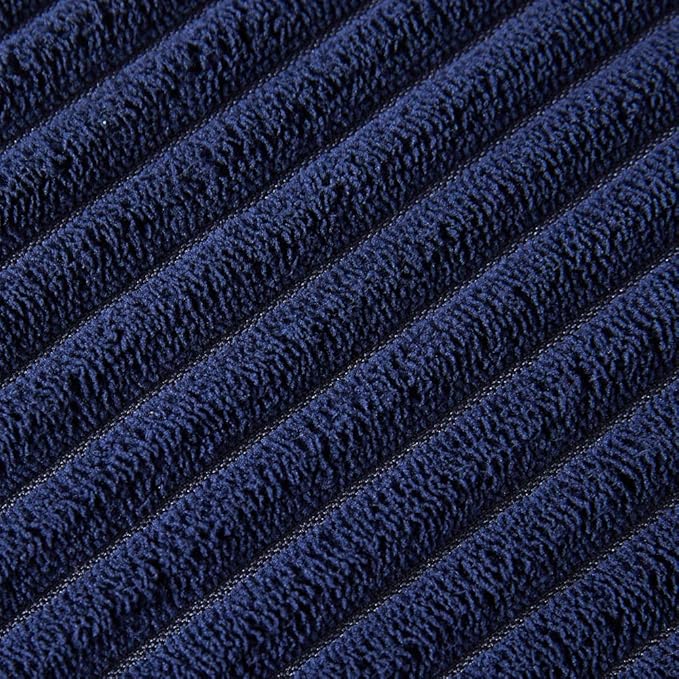 Fancy Homi Pack of 2 Big Decorative Throw Pillow Covers 26X26 with Pom-poms, Soft Corduroy Solid Square Cushion Pillow Cases Set for Couch Sofa Bedroom Car Living Room (26x26 Inch/66x66 cm, Navy Blue)