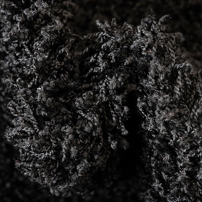 Unique Loom Solid Shag Collection Area Rug (7' 10" x 10' Oval, Jet Black)