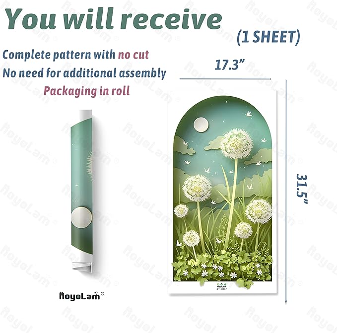 Dandelions Wall Decals Removable Flowers Vinyl Stickers for Nursery Living Room and Bathroom 3D Botanical Decor Peel and Stick Wall Art