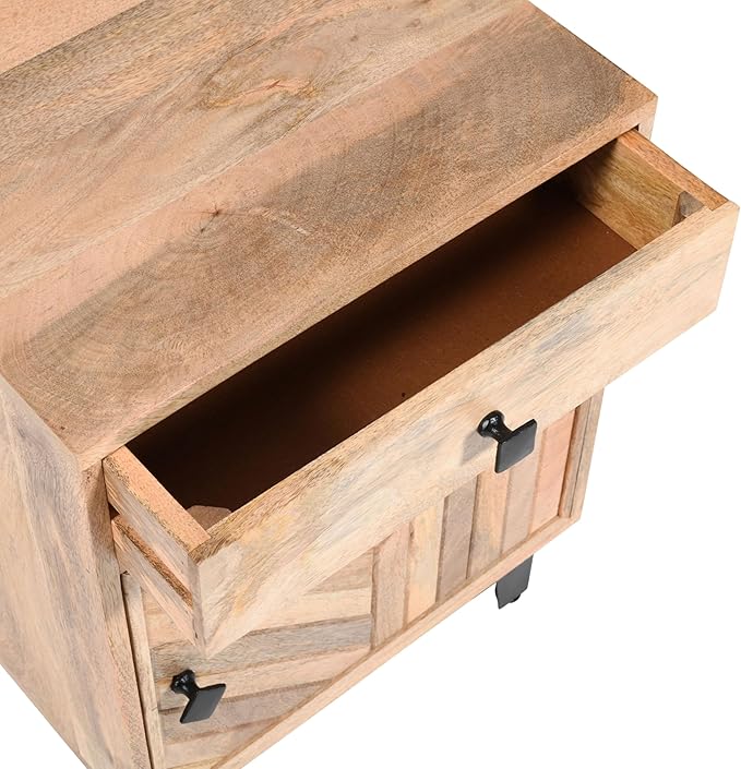 Nightstand, End Table with 2 Drawers, Mid Century Modern Side Table with Shelf Storage Bed Night Stand Accent Table for Bedroom, Living Room… (Solid Wood)